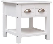 284068 vidaXL Странична маса, бяла, 40x40x40 см, дърво от пауловния