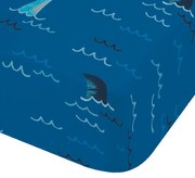 Син еластичен единичен детски чаршаф 90x190 cm Jawsome Shark – Catherine Lansfield