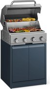 Klarstein WaldChef кухня на открито | Газово барбекю | 4 горелки | 30 mbar | 12800 W | Чугунена скара | Неръждаема стомана