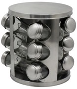 Бурканчета за подправки на стойка ZEPHYR ZP 1217 CR12, 12 бр. бурканчета, 3 нива, Въртяща се основа, Сребрист