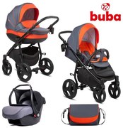 Комбинирана бебешка количка 3в1 Bella BUBA - pewter/orange