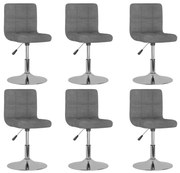 3087458 vidaXL Въртящи се трапезни столове, 6 бр, светлосиви, текстил