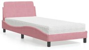 3208296 vidaXL Легло с матрак Dover, розово, 80x200 см, кадифе