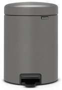 Кош за боклук с педал Brabantia NewIcon 1001097, 5 л, Плавно затваряне, Противоплъзгаща основа, Минерално покритие, Сив