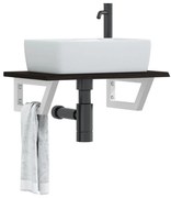 3302582 vidaXL Стенен рафт за мивка, стомана и масивно дърво дъб