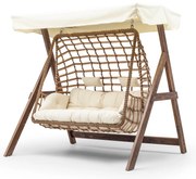 Градински двоен люлеещ се стол Girne, цвят Кремав