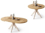 РЕНЦО Дъб Артизан/бежов крак (шампанско) - КРЪГЛА МАСА Ø110 РАЗТЕГАТЕЛНА ДО 180 см | ЗА КУХНЯ ТРАПЕЗАРИЯ ХОЛ РЕТРО