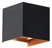 Външна стенна лампа черна със злато с LED 2-светлина IP54 - Edwin
