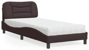 3208509 vidaXL Легло с матрак, тъмнокафяво, 90x200 см, плат