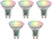 Комплект от 5 интелигентни GU10 50 LED крушки Ярки RGBW 4.5W 350 lm 2700-6000K