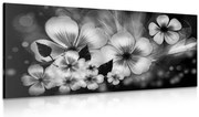 Картина на платно – Фантазия на цветя в черно-бял вариант