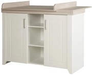 Бял нисък скрин в декор от бряст с масичка за преповиване 120x98 cm Felicia - Roba