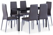 281696 vidaXL Трапезен комплект, седем части, сив