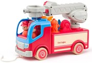 Woody - Дървен пожарен камион със звук и светлина, голям, за дърпане