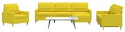 3278300 vidaXL Комплект мека мебел от 4 части с табуретка, светложълт, текстил
