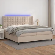3139408 vidaXL Боксспринг легло с матрак LED капучино 200x200 см