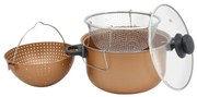 Тенджера с гевгир и кошница за пържене Voltz V51213C, 24 см, 5.2 л, Незалепващо покритие, Меден цвят