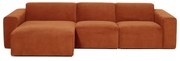 Оранжев ъглов диван от велур (ляв ъгъл) Sting - Scandic