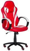 Геймърски стол с футболни мотиви Carmen 6300, До 100 кг, Еко кожа, Регулиране на люлеенето, Силиконови колелца, Червен/бял