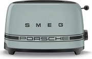 Тостер за хляб SMEG 50's Style Porsche TSF01PSGEU, 950W, 2 филии, 6 нива, Тавичка за трохи, Вграден кабел, Неръждаема стомана, Зелен
