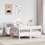 3306205 vidaXL Рамка за легло без матрак, бял, 120x190 см, борово дърво масив