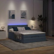 3312765 vidaXL Османска легло с матрак и LED, тъмносиво, 140x190 см, кадифе