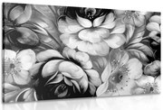 Картина на платно – Импресионистичен свят на цветята в черно-бяло