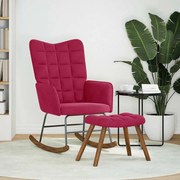 4016848 vidaXL Люлеещ се стол с табуретка Вино Червено кадифе