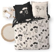 Черно-бежово двойно удължено спално бельо от памук перкал 240x220 cm Iris – douceur d'intérieur