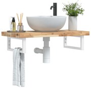 3302688 vidaXL Стенен рафт за мивка, стомана и масивно дърво акация