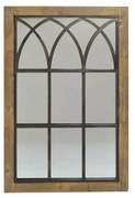 Стенно огледало DKD Home Decor Кафяв Черен Метал Бреза Естествен Прозорец 60 x 3 x 95 cm