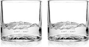 Комплект чаши за уиски LIITON 1009931 Smoky Mountain, 230 мл, 2 бр, Удебелени стени, 3D дъно с форма планина Грейт Смоуки, Прозрачен