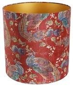 Кадифена абажура червена с дизайн на паун 40/40/40 вътрешна златна