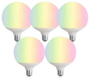Комплект от 5 Smart E27 LED крушки G120 матови RGBW 9W 806 lm 2700-6500K