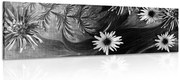 Картина на платно – Цветя на черно-бял фон