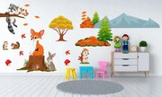 Цветен детски стикер за стена Happy Forest Animals 100 x 200 cm