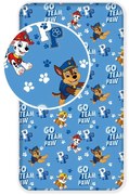 Син еластичен памучен детски чаршаф 90x200 cm Paw Patrol – Jerry Fabrics