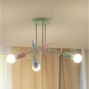 Плътно монтиран таванен полилей OXFORD 3xE27/15W/230V зелен/розов/син