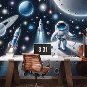 Тапет – Детска вселена с астронавти