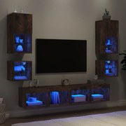 3216594 vidaXL ТВ стенни модули с LED, 8 части, опушен дъб, инженерно дърво