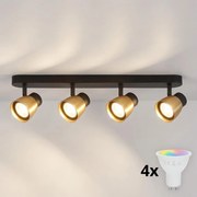 Brilagi - LED RGBW димируемо точково осветително тяло NUGGET 4xGU10/6W/230V черно/златно