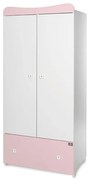 LORELLI Classic Детски дървен гардероб EXCLUSIVE БЯЛО/ ORCHID PINK