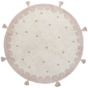 Розов и кремав ръчно изработен памучен килим, ø 110 cm Mallen - Nattiot