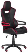 Геймърски  стол Carmen 7513, До 130 кг, Еко кожа, Регулиране на люлеенето, Силиконови колелца, Черен/червен