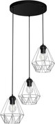 Висящ полилей BERGEN 3xE27/60W/230V черен/лъскав хром