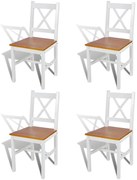241513 vidaXL Трапезни столове, 4 бр, бели, борова дървесина