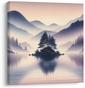 Картина на платно – Езеро и мъгливи планини