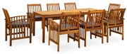 3058093  9 Piece Garden Dining Set with Cushions Solid Acacia Wood (45963+312130+2x312131)