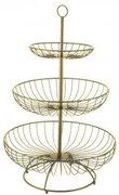 Horecano - Метална фруктиера / дисплей на три нива кръгла ф30/25/16,5xh48см златна CHARM-(HC-981802) (232025)