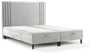 Сиво тапицирано двойно легло с място за съхранение 140x200 cm Musca – Maison de Rêve